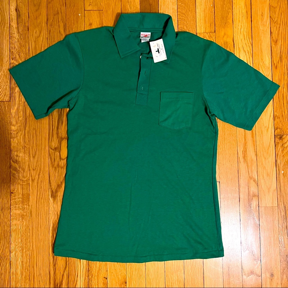 Vintage Red Kap Mens Green Short Sleeve USA Made Golf Polo Size M New With Tag